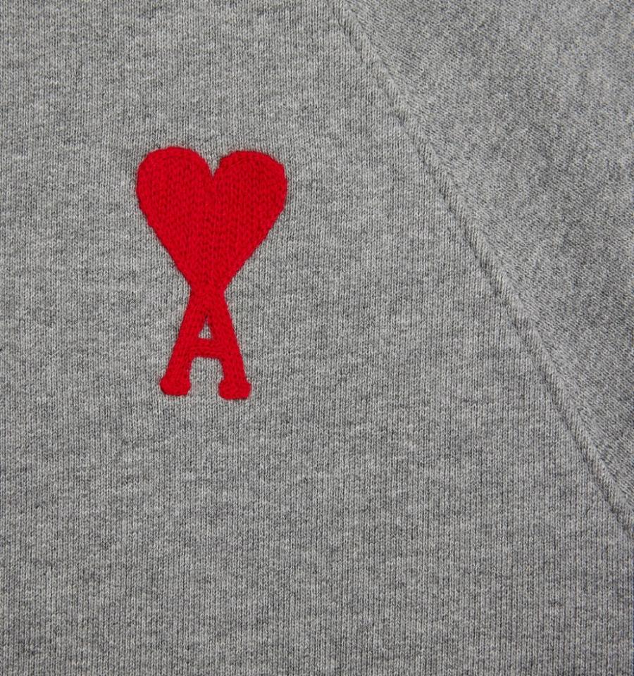 Ami Paris Ami de Coeur Men's Hoodies Grey | ami-NZ189