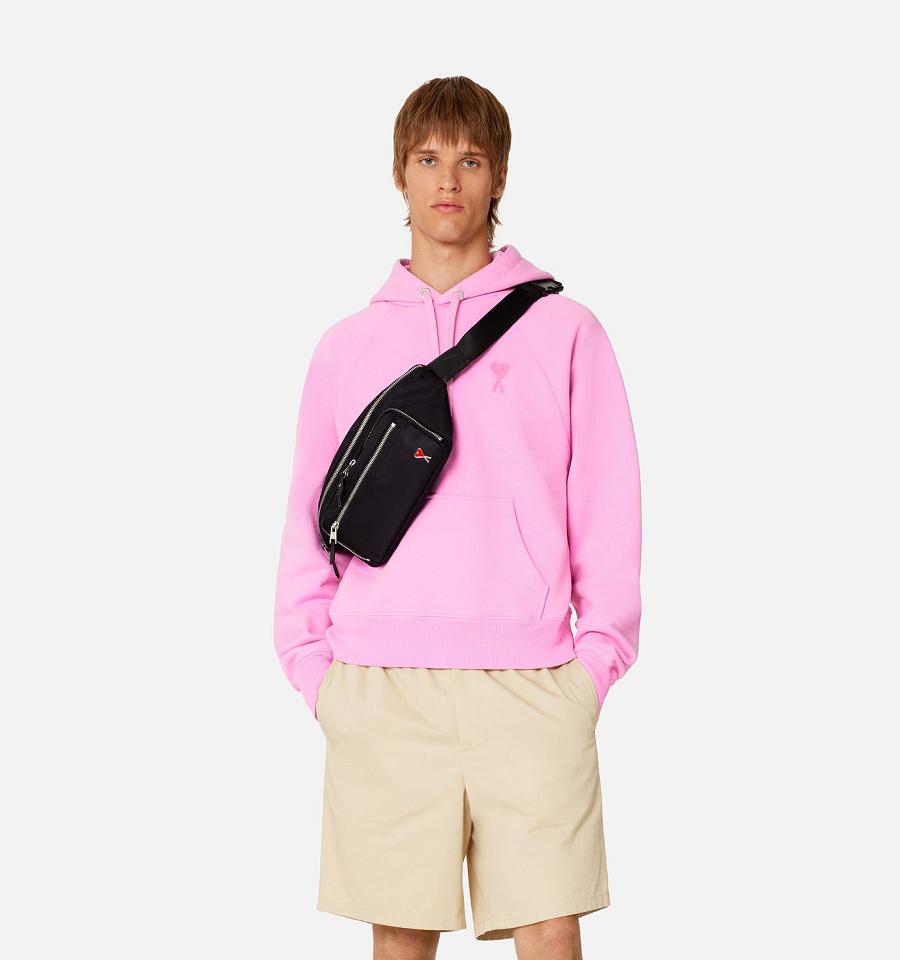 Ami Paris Ami de Coeur Men's Hoodies Pink | ami-NZ178