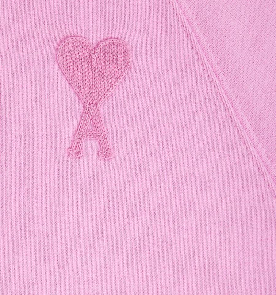 Ami Paris Ami de Coeur Men's Hoodies Pink | ami-NZ178