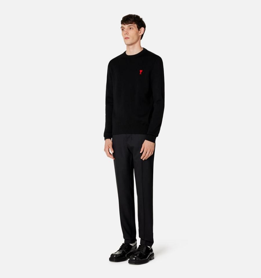 Ami Paris Ami de Coeur Men's Sweaters Black | ami-NZ315