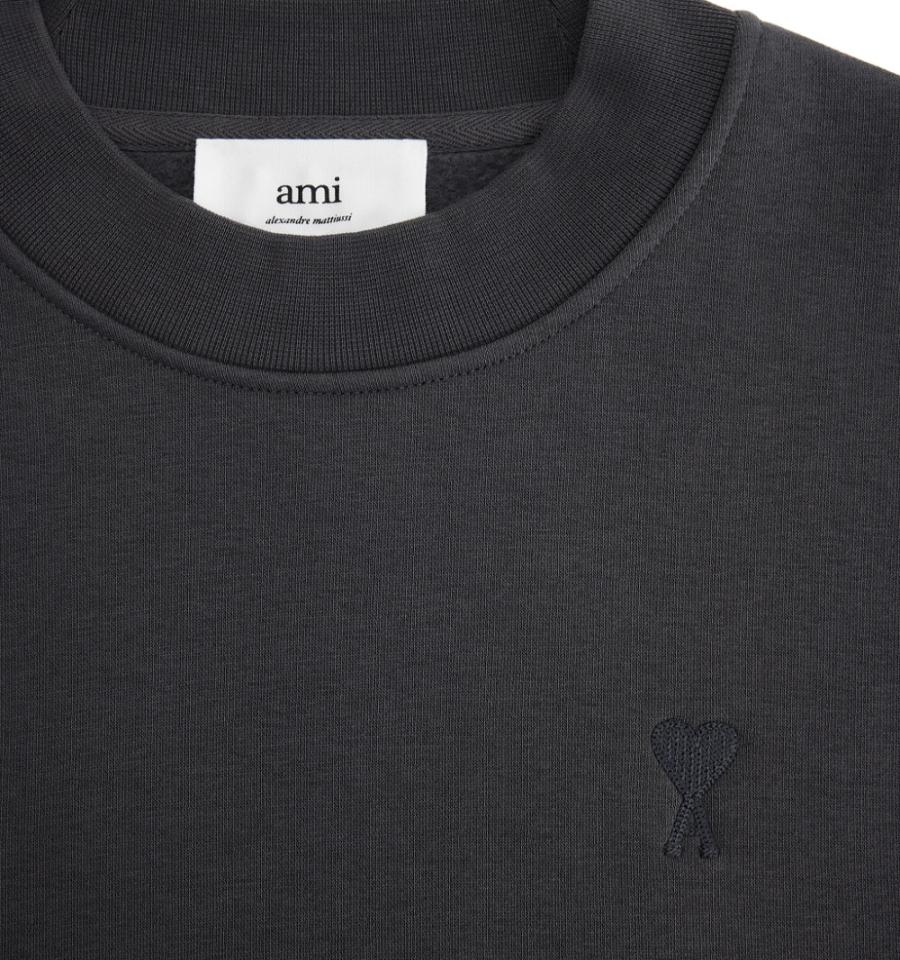 Ami Paris Ami de Coeur Men's Sweatshirts Grey | ami-NZ182