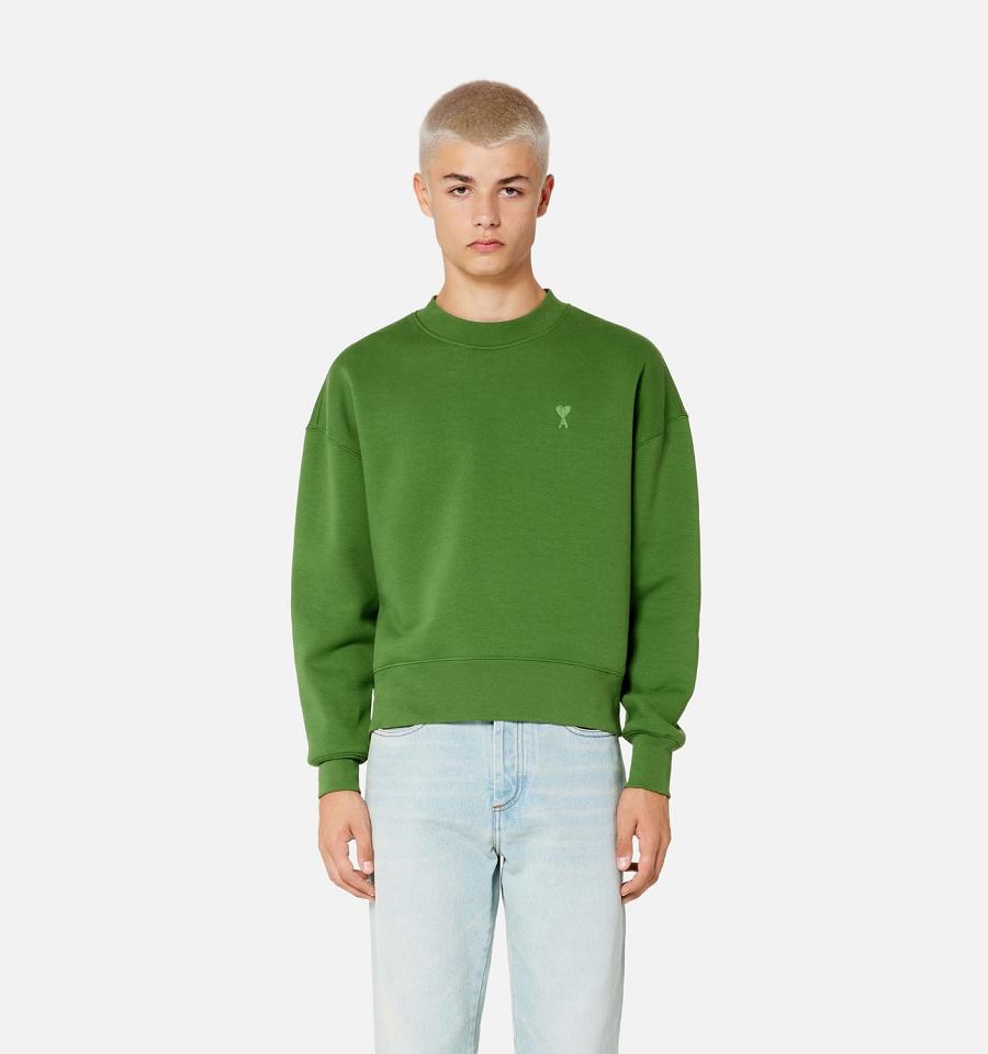 Ami Paris Ami de Coeur Men's Sweatshirts Green | ami-NZ332