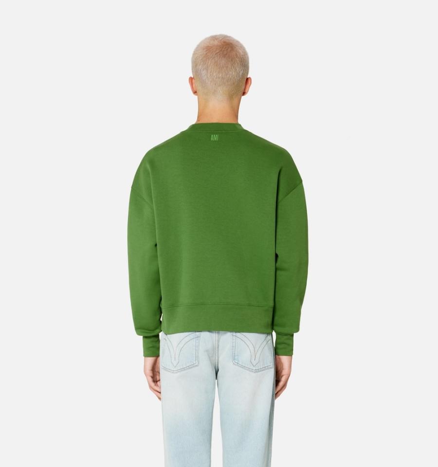 Ami Paris Ami de Coeur Men's Sweatshirts Green | ami-NZ332