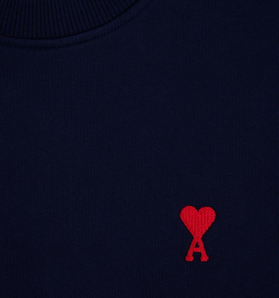 Ami Paris Ami de Coeur Men's Sweatshirts Navy | ami-NZ581