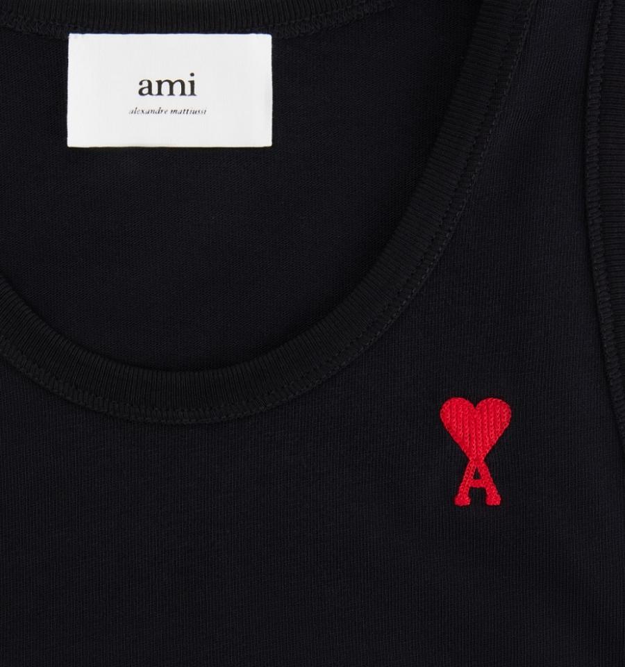 Ami Paris Ami de Coeur Men's Tanks Black | ami-NZ382