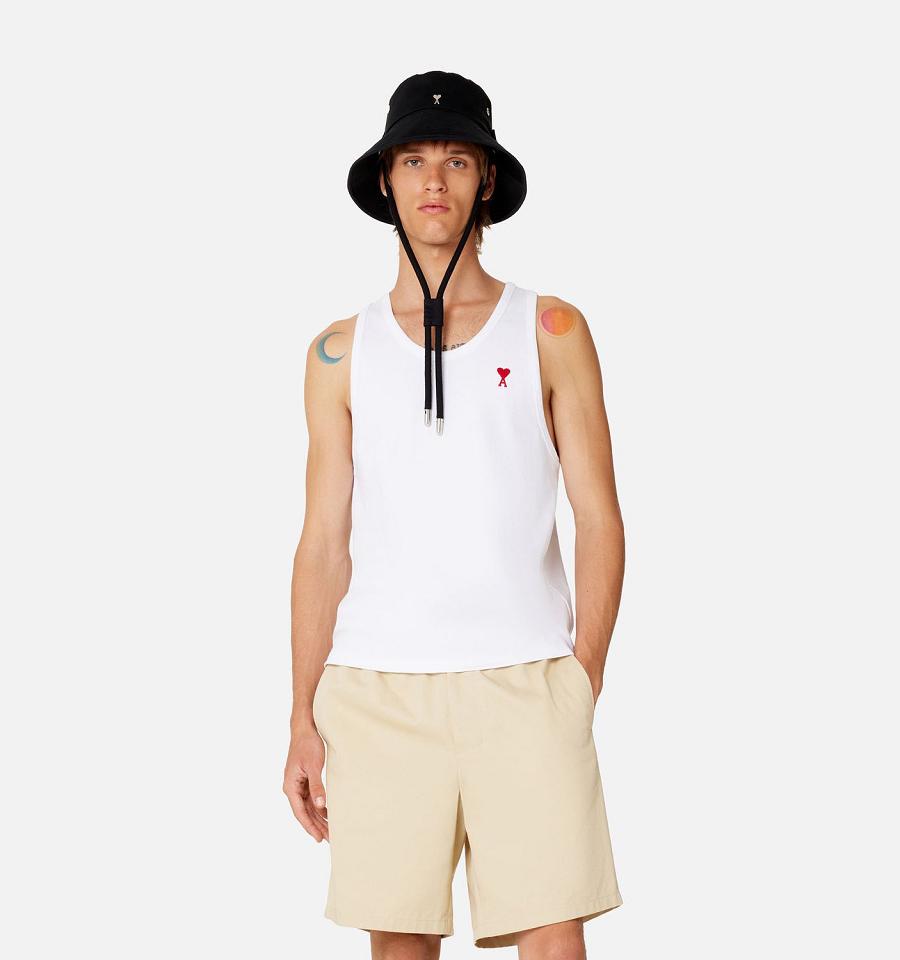 Ami Paris Ami de Coeur Men's Tanks White | ami-NZ267