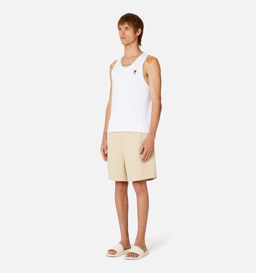 Ami Paris Ami de Coeur Men's Tanks White | ami-NZ267