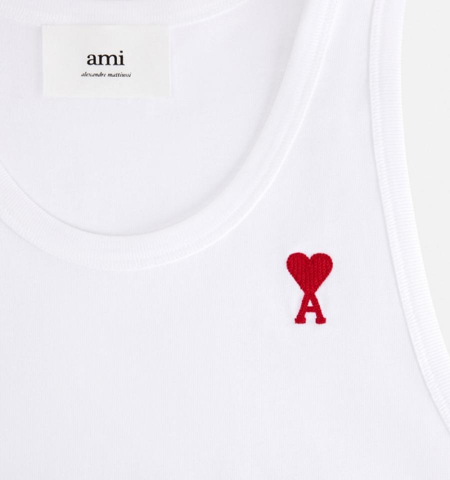 Ami Paris Ami de Coeur Men's Tanks White | ami-NZ267