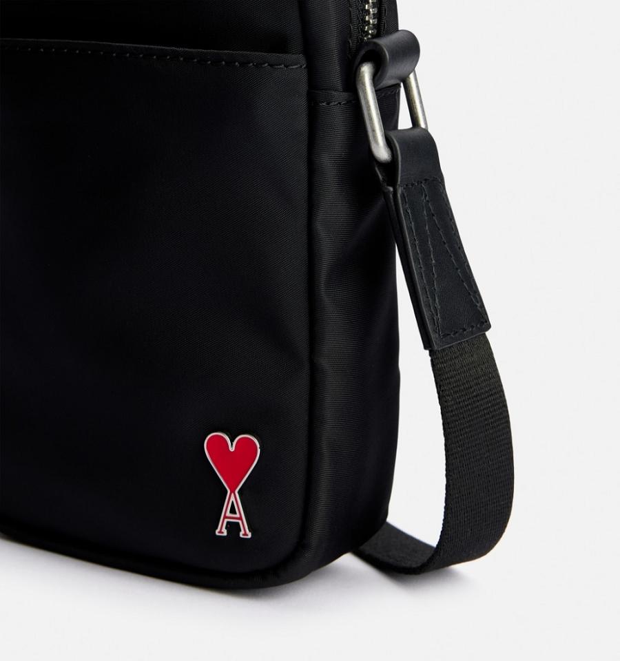 Ami Paris Ami de Coeur Phone Pouch Bags Black | ami-NZ188