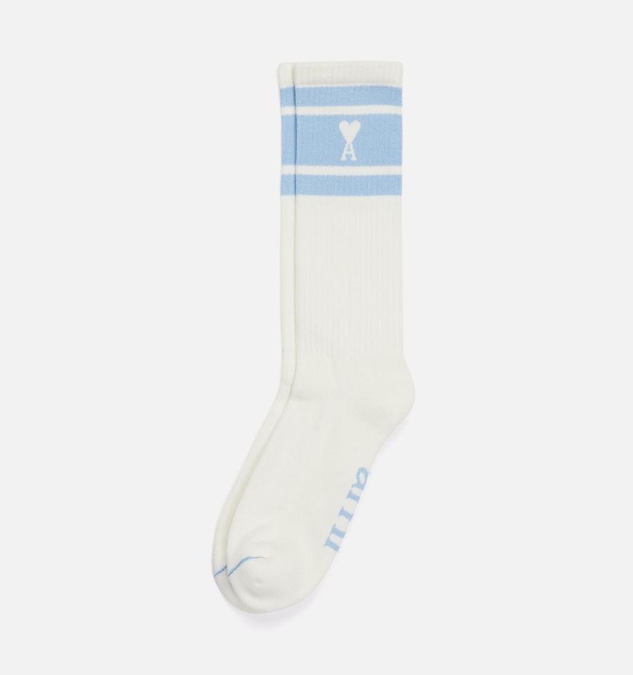 Ami Paris Ami de Coeur Striped Socks Blue | ami-NZ238