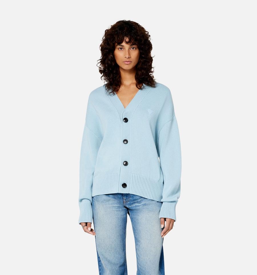 Ami Paris Ami de Coeur Women's Cardigans Blue | ami-NZ110