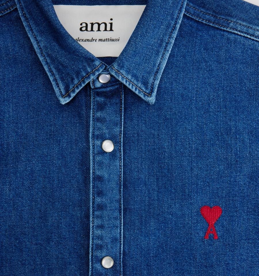 Ami Paris Ami de Coeur Women's Shirts Blue | ami-NZ197