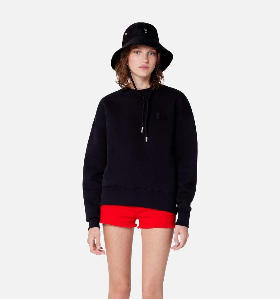 Ami Paris Ami de Coeur Women's Sweatshirts Black | ami-NZ124