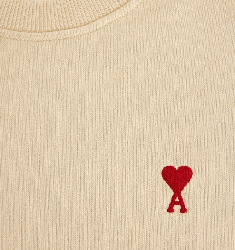 Ami Paris Ami de Coeur Women's Sweatshirts Beige | ami-NZ215