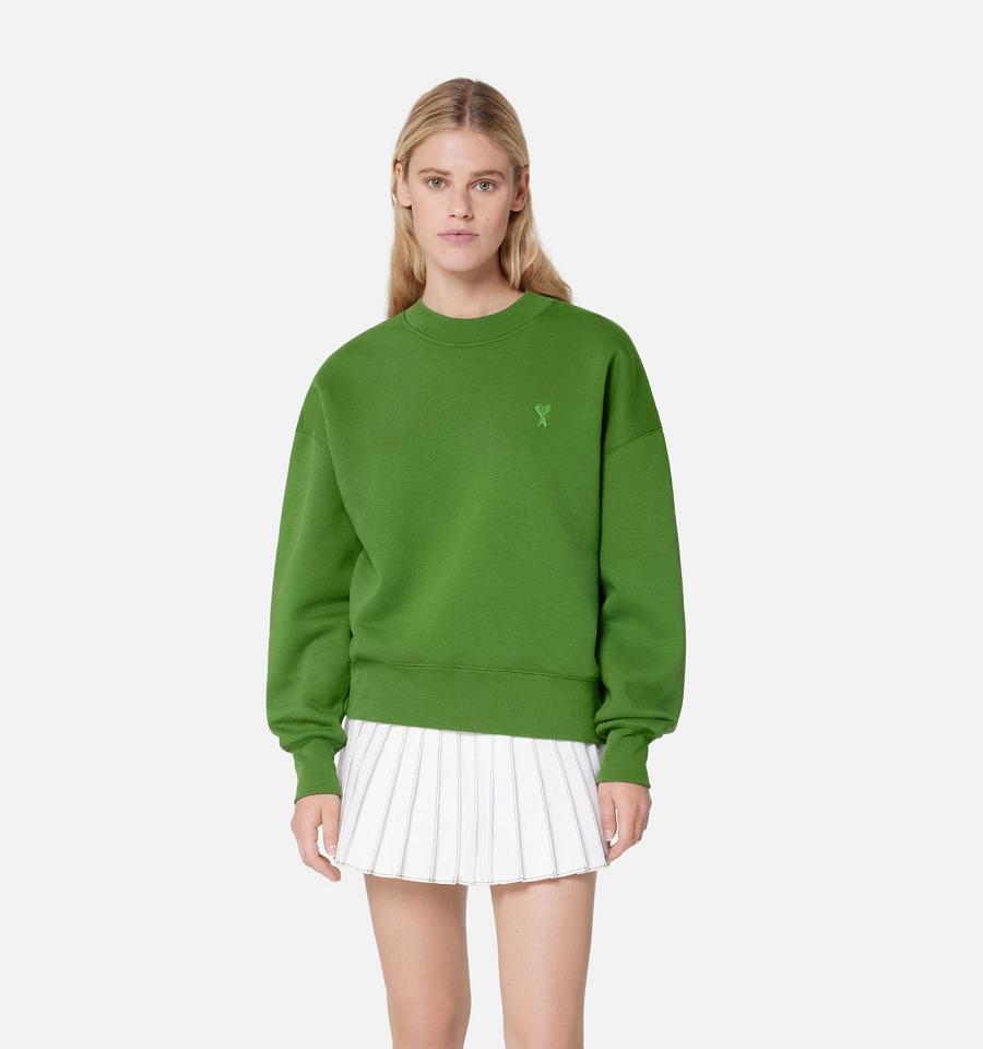 Ami Paris Ami de Coeur Women's Sweatshirts Green | ami-NZ439