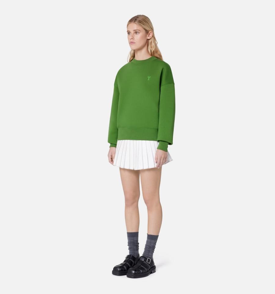 Ami Paris Ami de Coeur Women's Sweatshirts Green | ami-NZ439