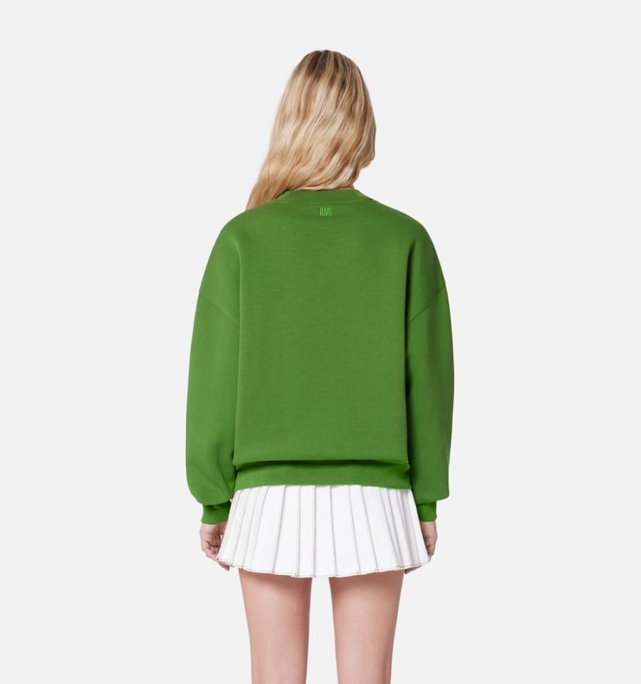 Ami Paris Ami de Coeur Women's Sweatshirts Green | ami-NZ439