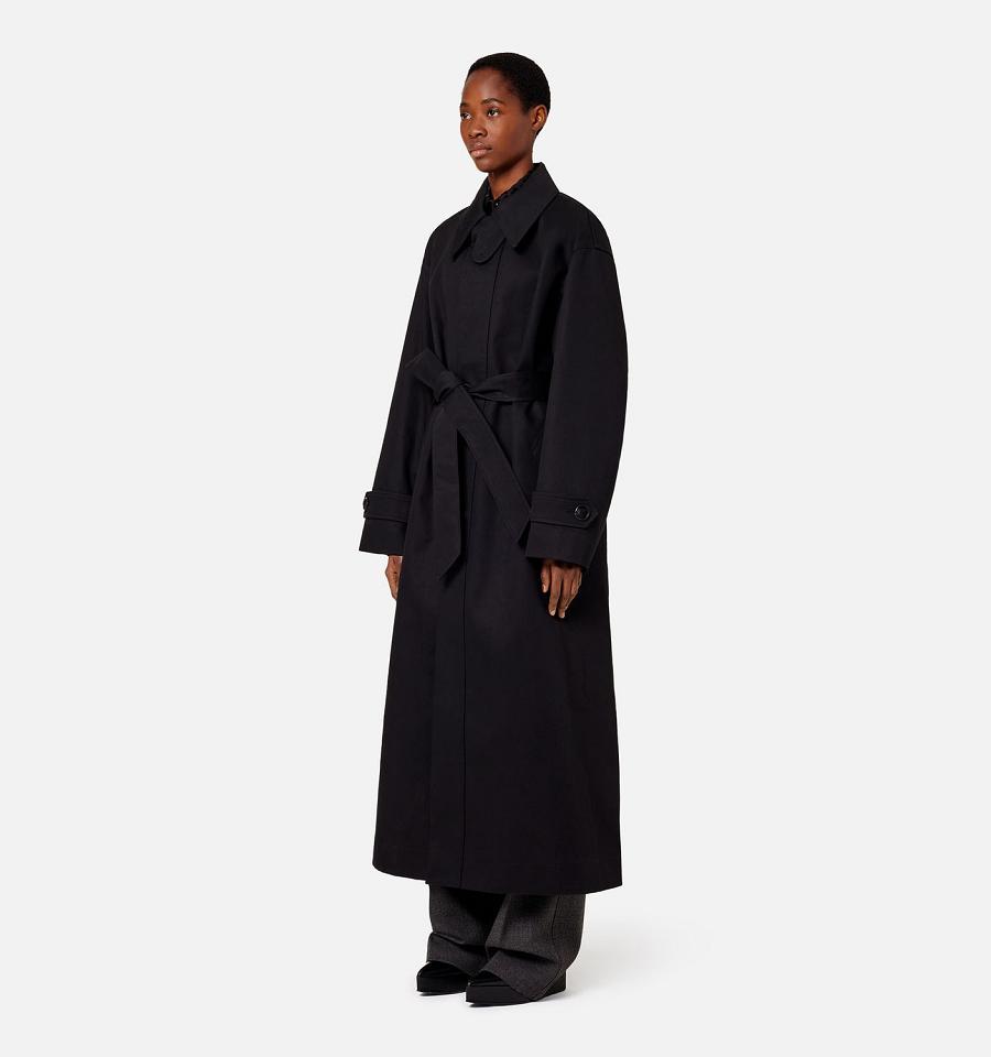 Ami Paris Belted Mac Women's Coats Black | ami-NZ366