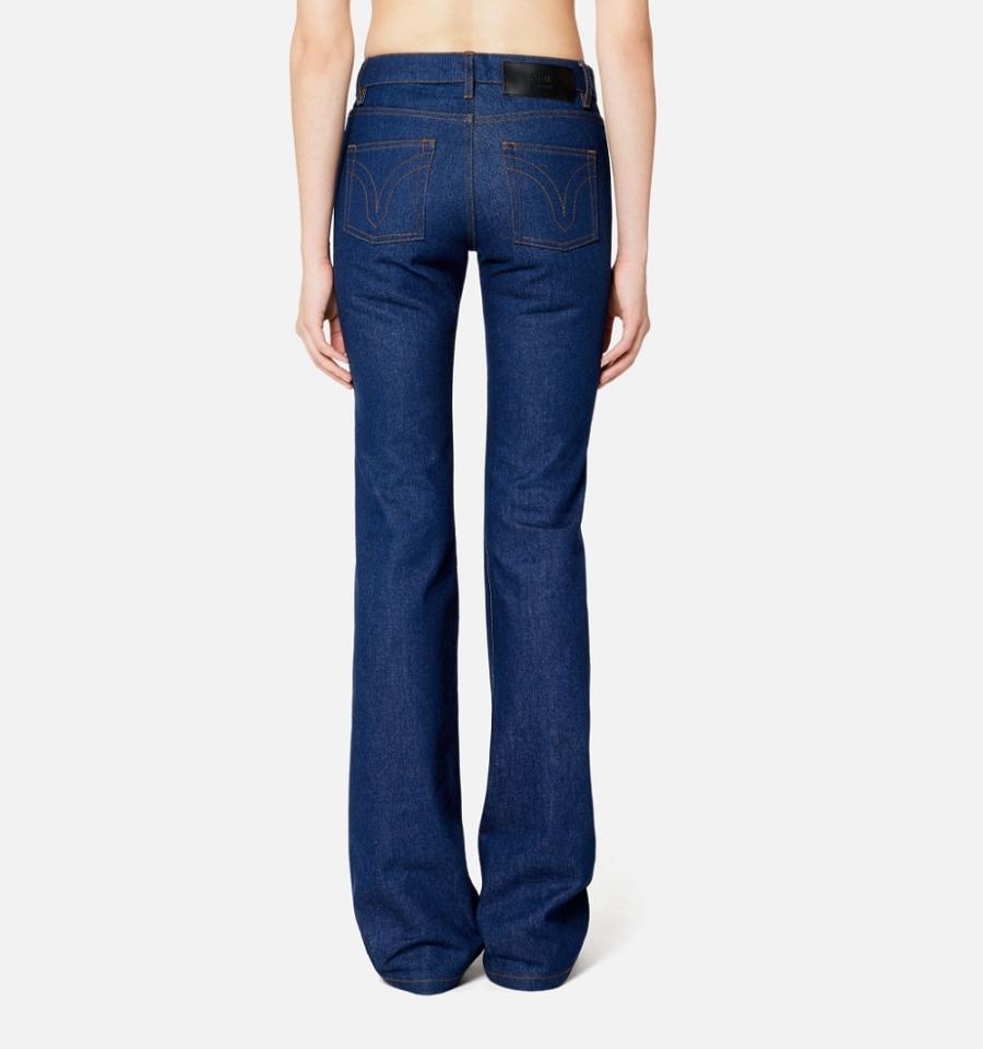 Ami Paris Bootcut Fit Women's Denim Navy | ami-NZ368