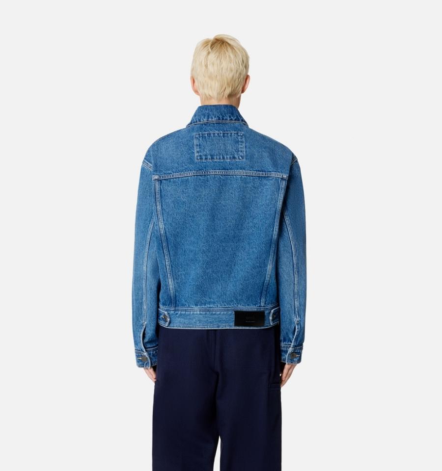 Ami Paris Boxy Fit Denim Women's Jackets Blue | ami-NZ304