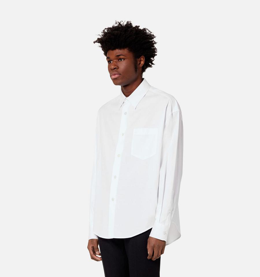 Ami Paris Boxy Fit Men's Shirts White | ami-NZ425