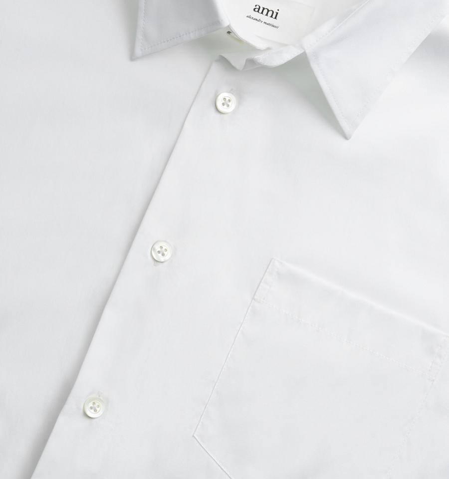 Ami Paris Boxy Fit Men's Shirts White | ami-NZ425