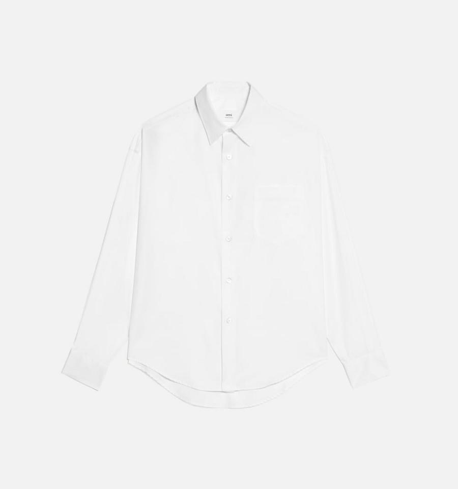 Ami Paris Boxy Fit Men\'s Shirts White | ami-NZ425