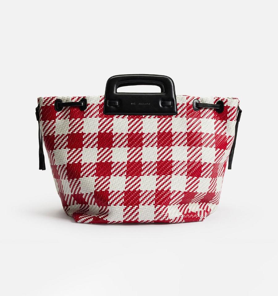 Ami Paris Braided Accordeon Basket Bags Red / White | ami-NZ345