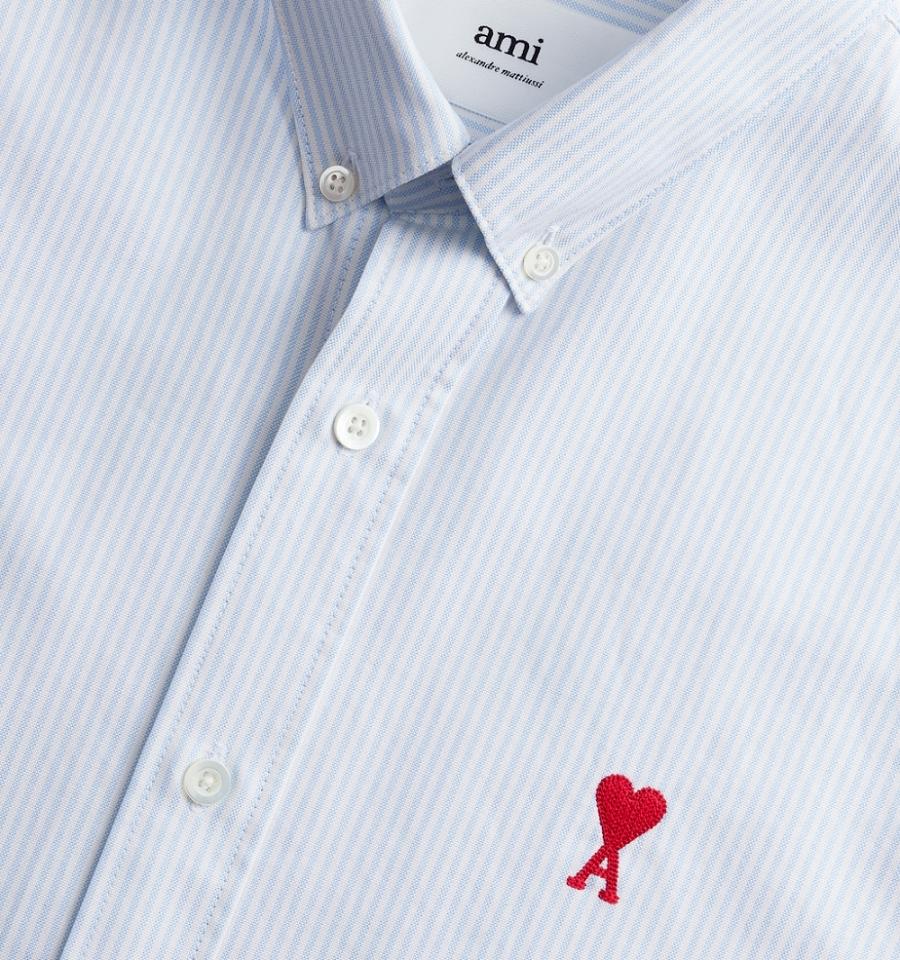 Ami Paris Button-Down Ami De Coeur Men's Shirts Light Blue | ami-NZ269