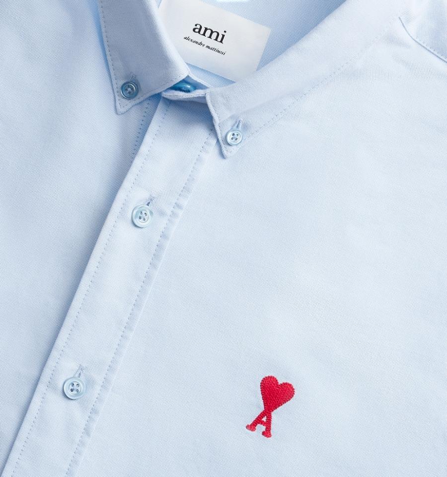 Ami Paris Button-Down Ami De Coeur Men's Shirts Blue | ami-NZ380