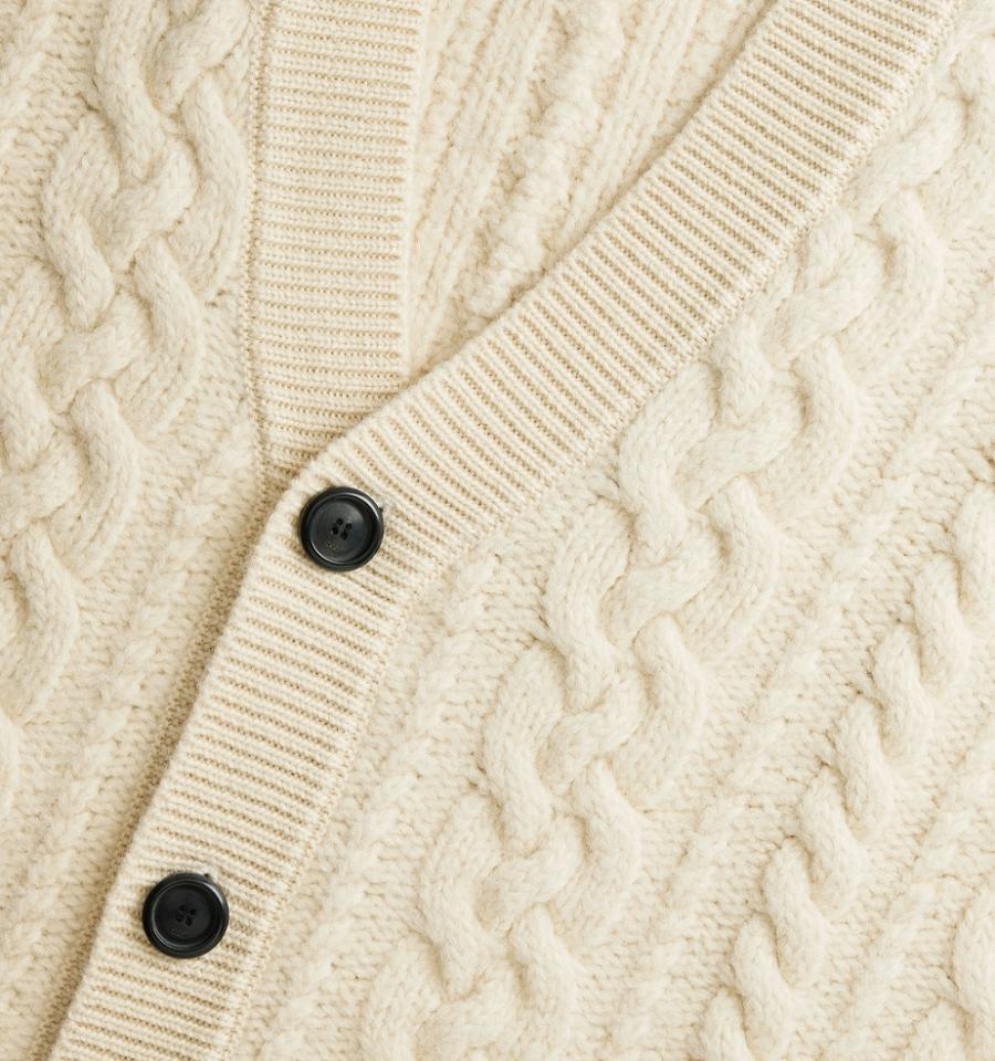 Ami Paris Cable Knitted Men's Cardigans Beige | ami-NZ556