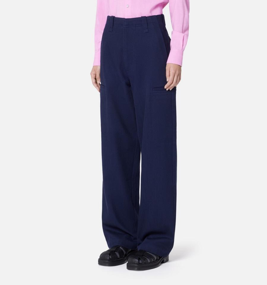 Ami Paris Cargo Women's Cargo Pants Navy | ami-NZ258