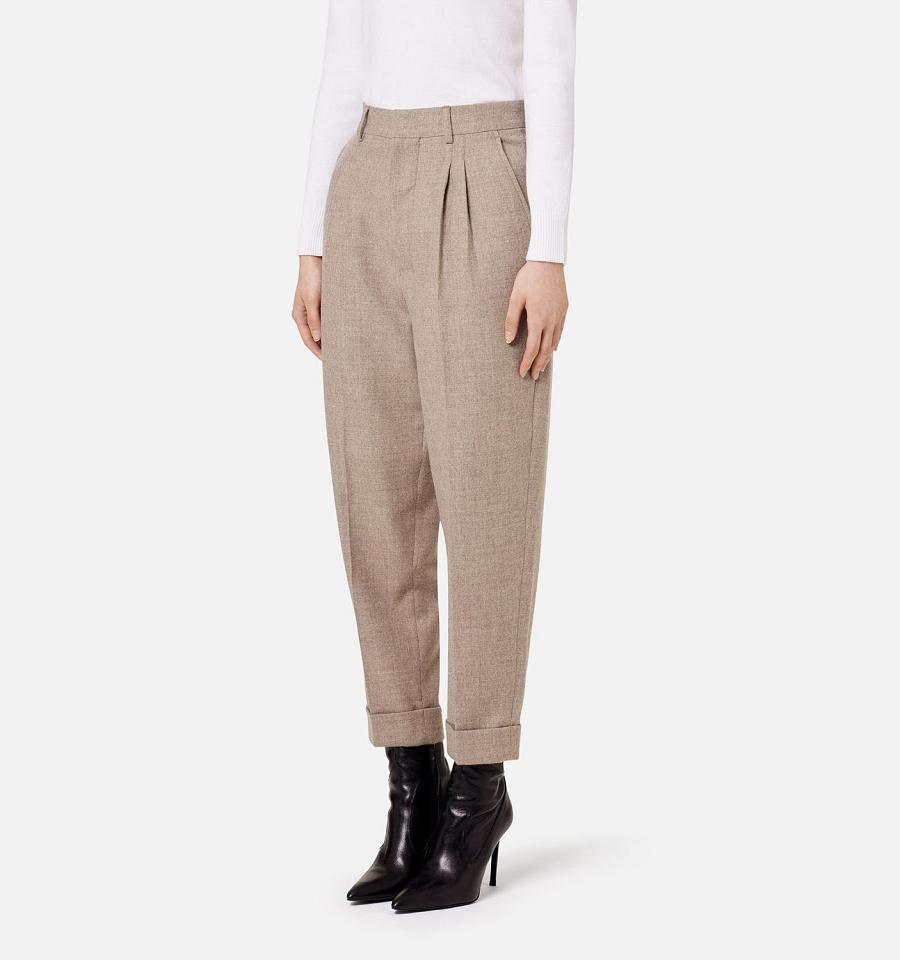 Ami Paris Carrot Fit Women's Pants Khaki | ami-NZ275