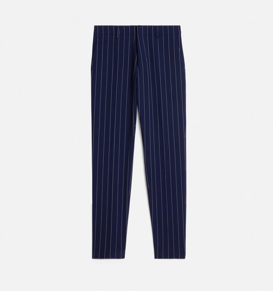 Ami Paris Cigarette Fit Men's Pants Navy | ami-NZ502