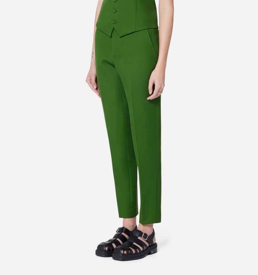 Ami Paris Cigarette Fit Women's Pants Green | ami-NZ489