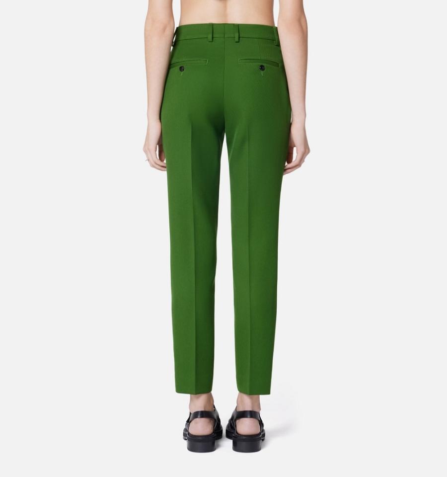 Ami Paris Cigarette Fit Women's Pants Green | ami-NZ489