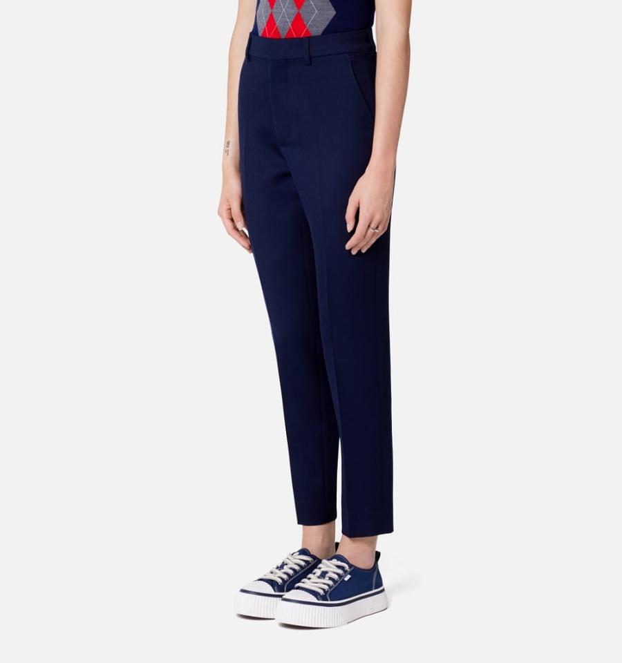 Ami Paris Cigarette Fit Women's Pants Navy | ami-NZ322