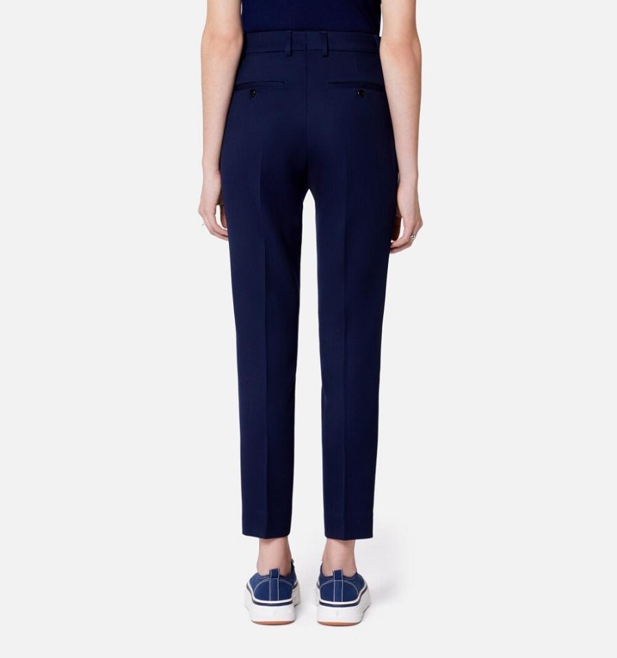 Ami Paris Cigarette Fit Women's Pants Navy | ami-NZ322