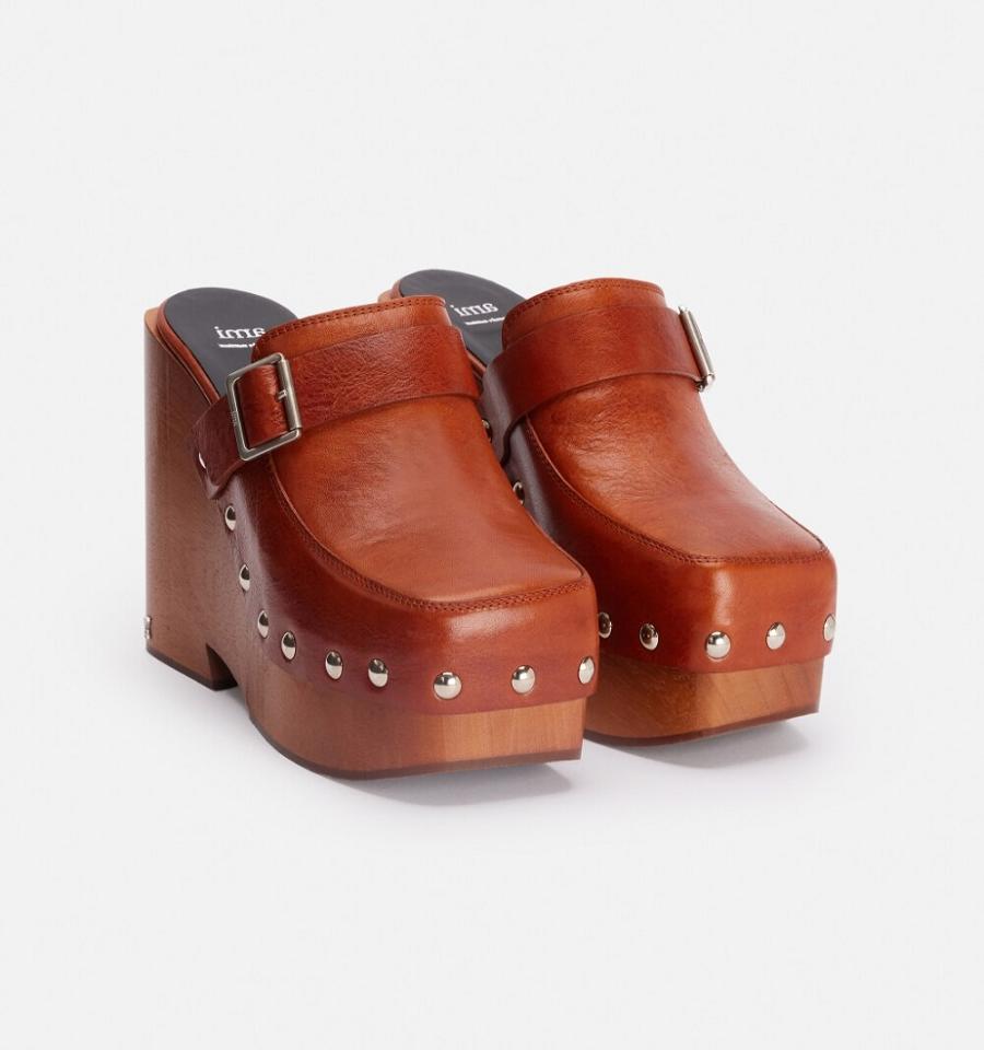 Ami Paris Close Toe Women's Clogs Brown | ami-NZ352