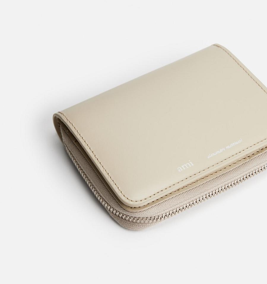 Ami Paris Compact Wallets Beige | ami-NZ420