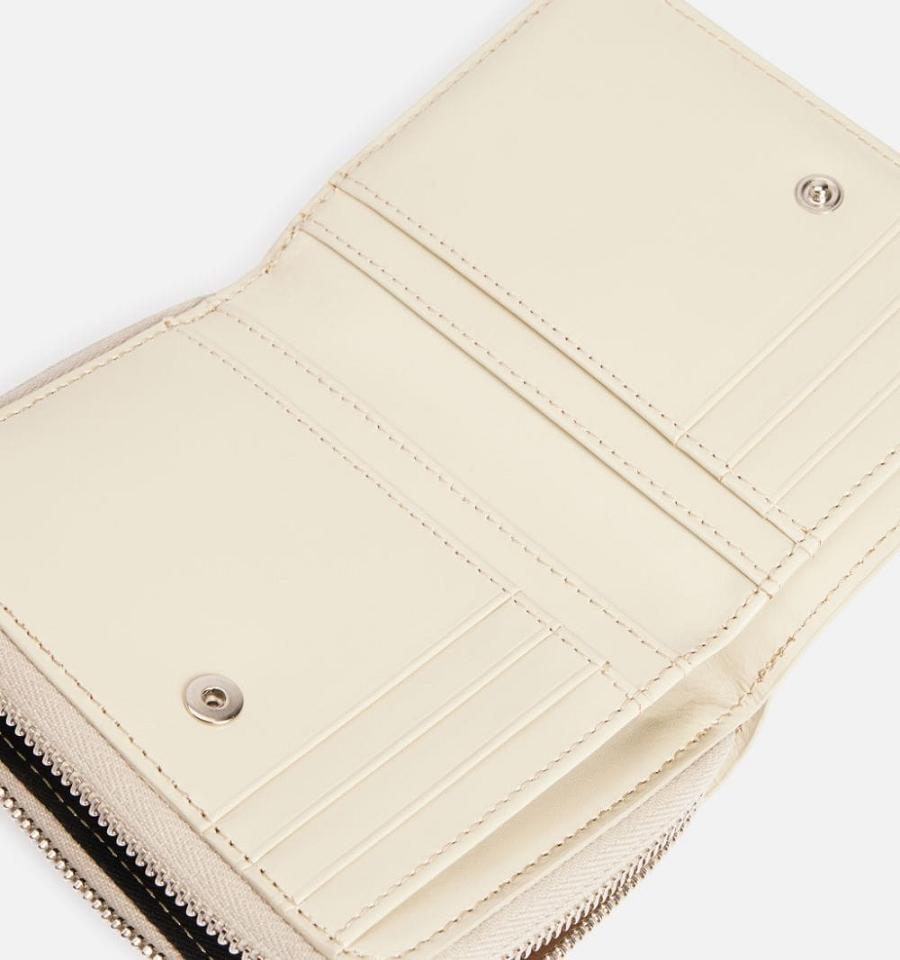 Ami Paris Compact Wallets Beige | ami-NZ420