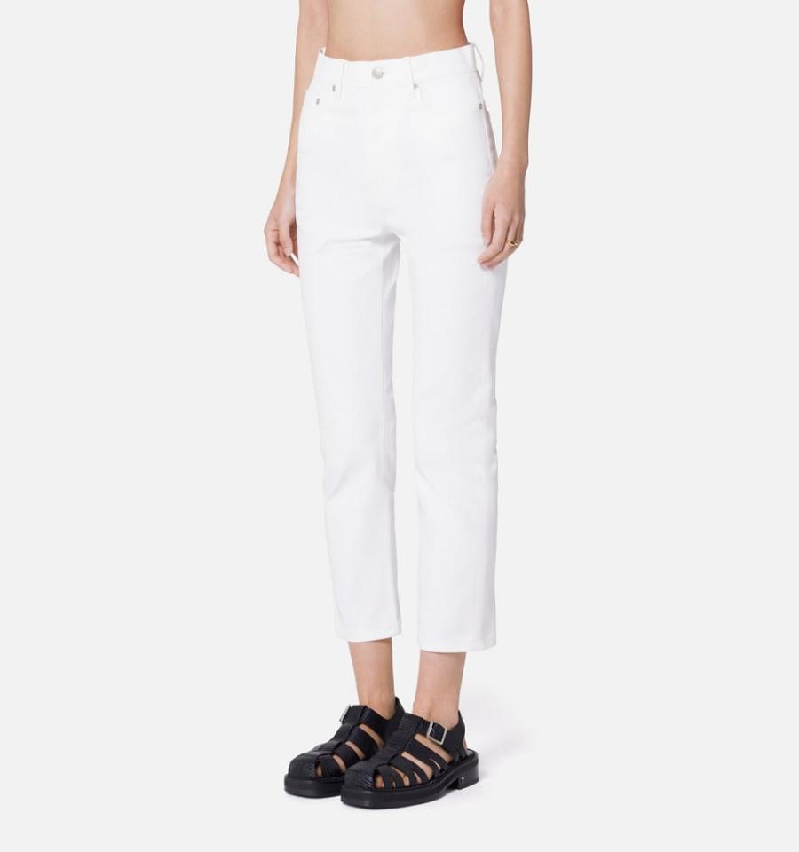 Ami Paris Cropped Slim Fit Women's Denim White | ami-NZ139