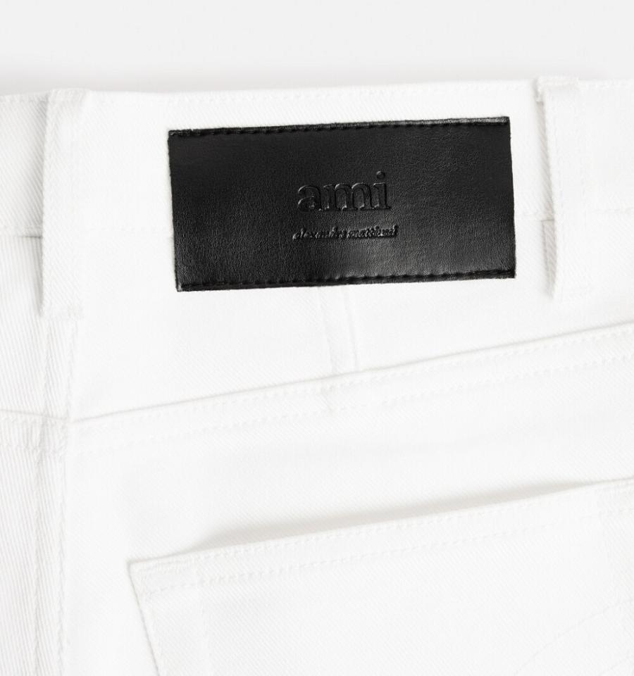 Ami Paris Cropped Slim Fit Women's Denim White | ami-NZ139