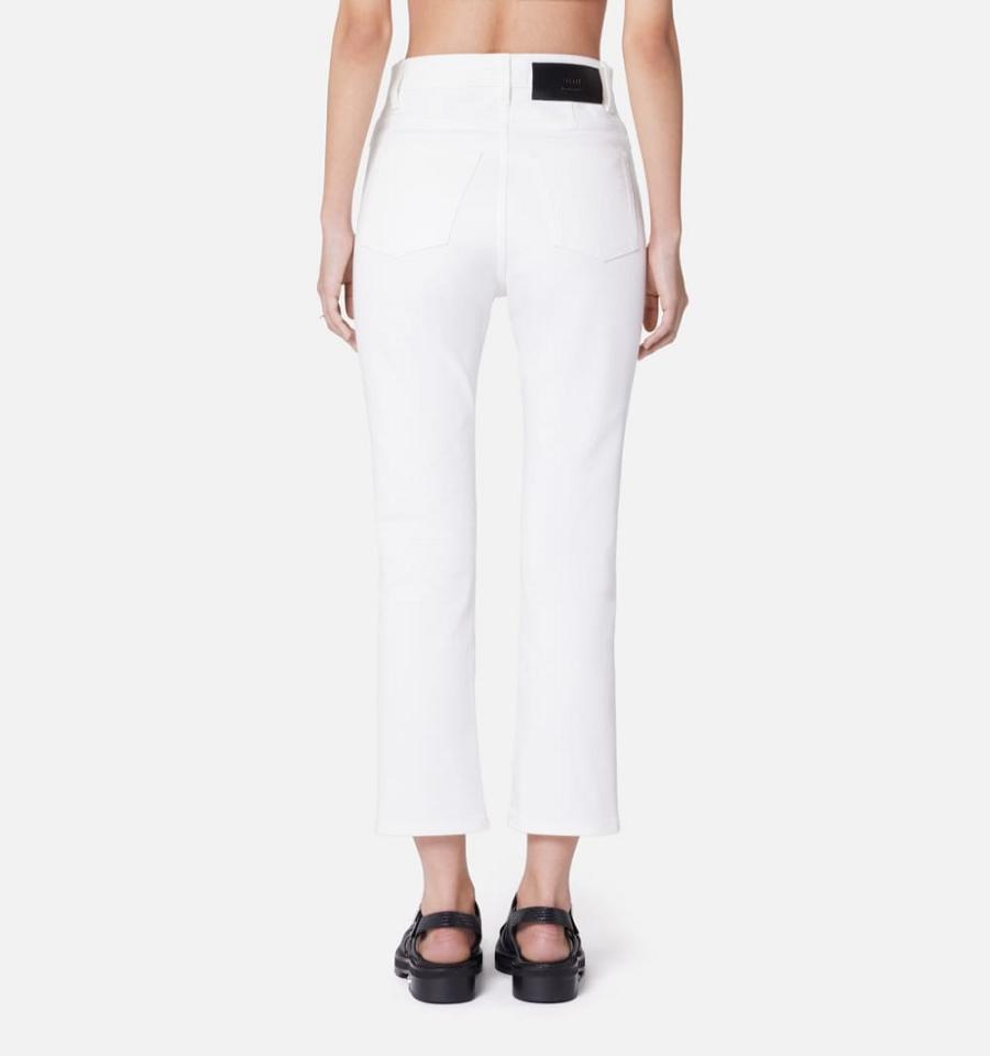 Ami Paris Cropped Slim Fit Women's Denim White | ami-NZ139