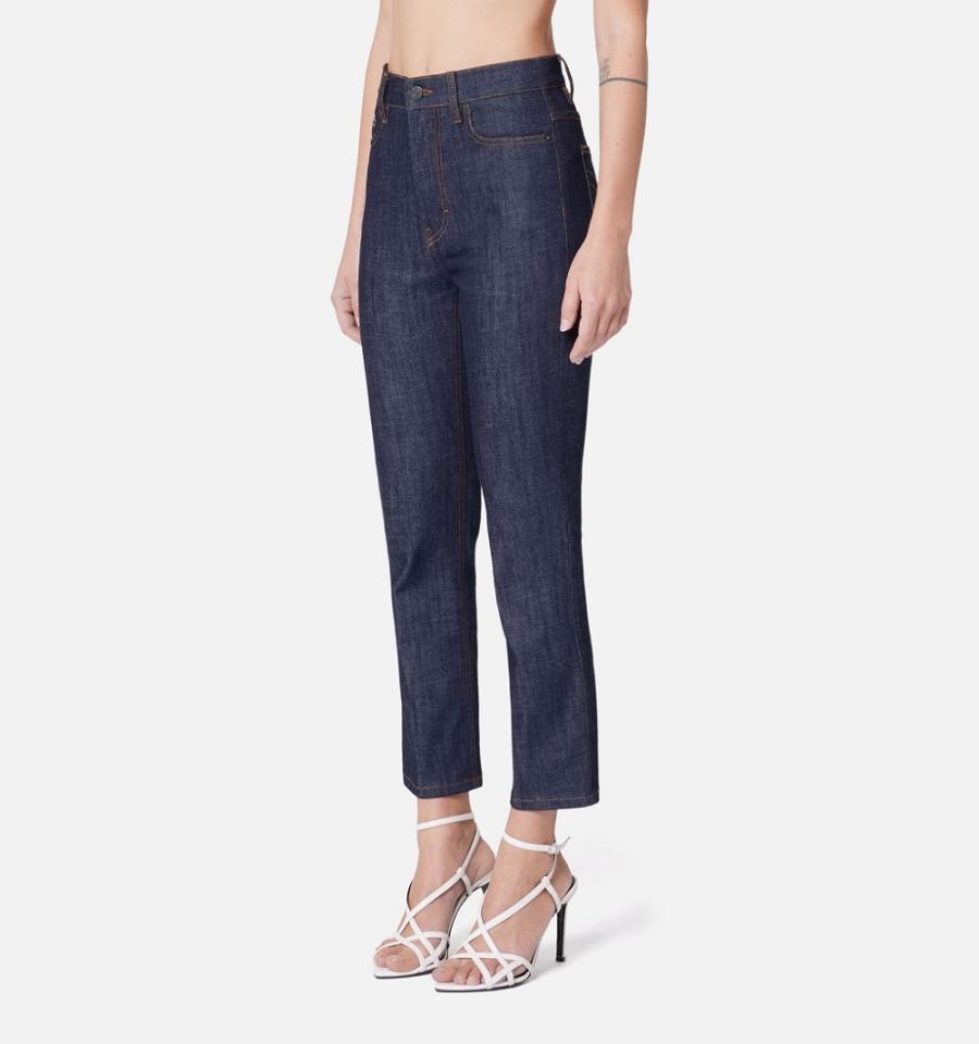 Ami Paris Cropped Slim Fit Women's Denim Navy | ami-NZ193