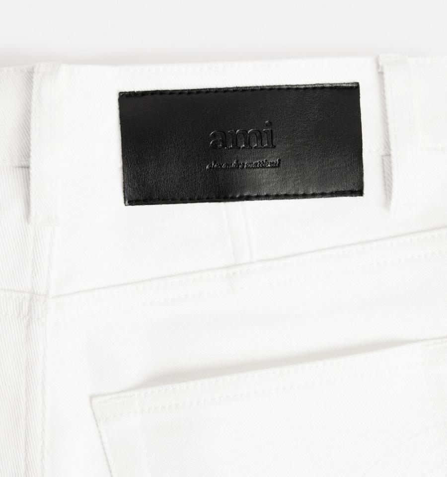 Ami Paris Cropped Slim Fit Women's Pants White | ami-NZ278