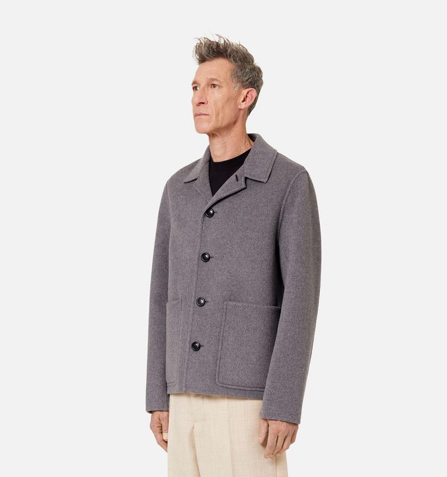 Ami Paris Double Face Men's Coats Grey | ami-NZ409