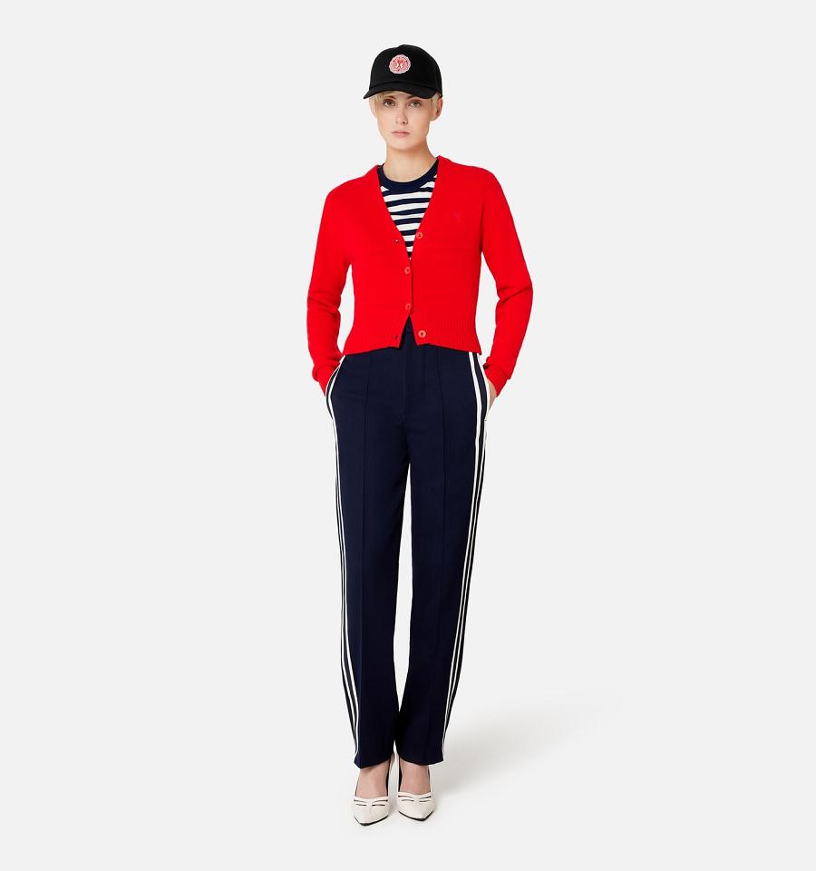 Ami Paris Elasticated Waist Pants With Ribbon Women's Pants Navy | ami-NZ533