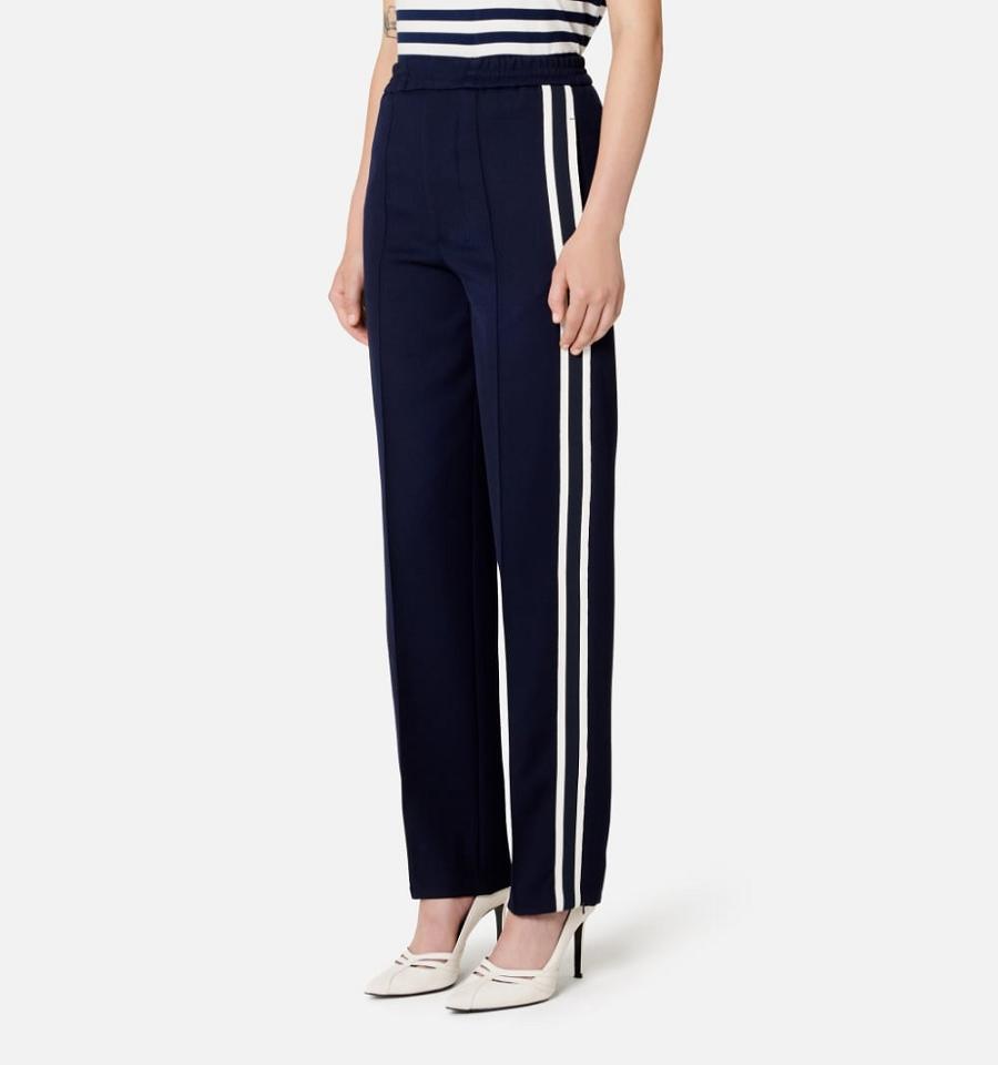 Ami Paris Elasticated Waist Pants With Ribbon Women's Pants Navy | ami-NZ533