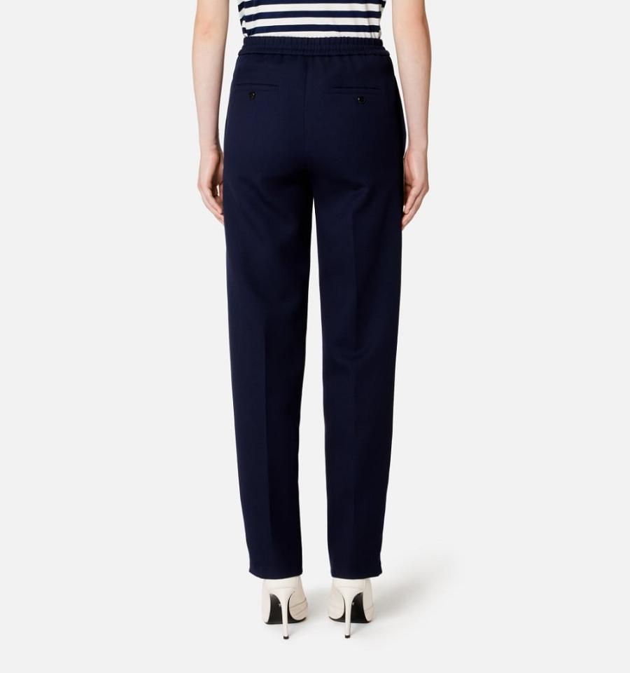 Ami Paris Elasticated Waist Pants With Ribbon Women's Pants Navy | ami-NZ533